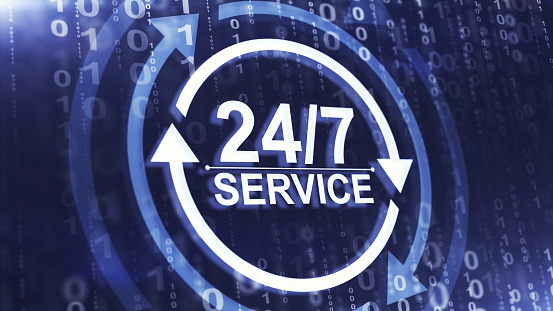 Full time service concept. 24/7 service