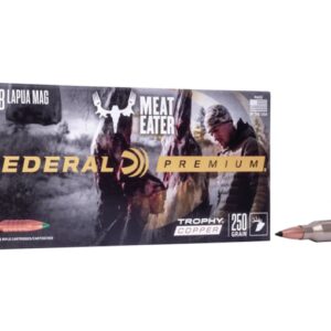 FEDERAL PREMIUM MEAT EATER AMMUNITION 338 LAPUA MAGNUM 250 GRAIN TROPHY COPPER TIPPED BOAT TAIL LEAD-FREE 100 ROUNDS