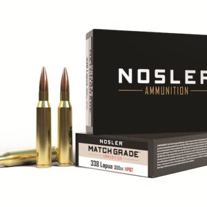 NOSLER MATCH GRADE AMMUNITION 338 LAPUA MAGNUM 300 GRAIN CUSTOM COMPETITION HOLLOW POINT BOAT TAIL