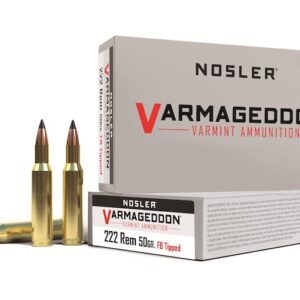 NOSLER VARMAGEDDON AMMUNITION 222 REMINGTON 50 GRAIN POLYMER TIP FLAT BASE 500 ROUNDS