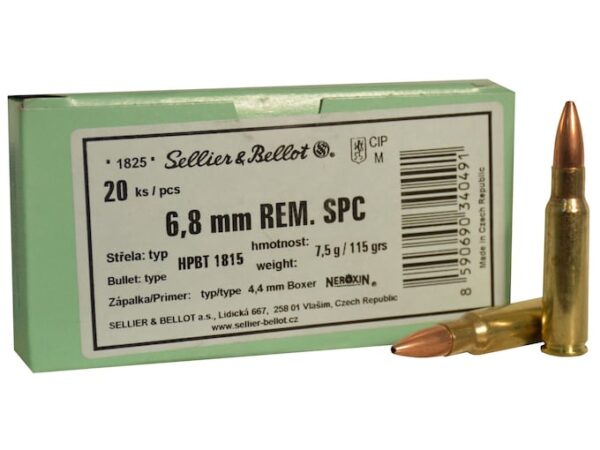 Sellier and Bellot Ammunition 6.8 Remington SPC 115 Grain Sierra MatchKing Hollow Point Boat Tail 500 rounds